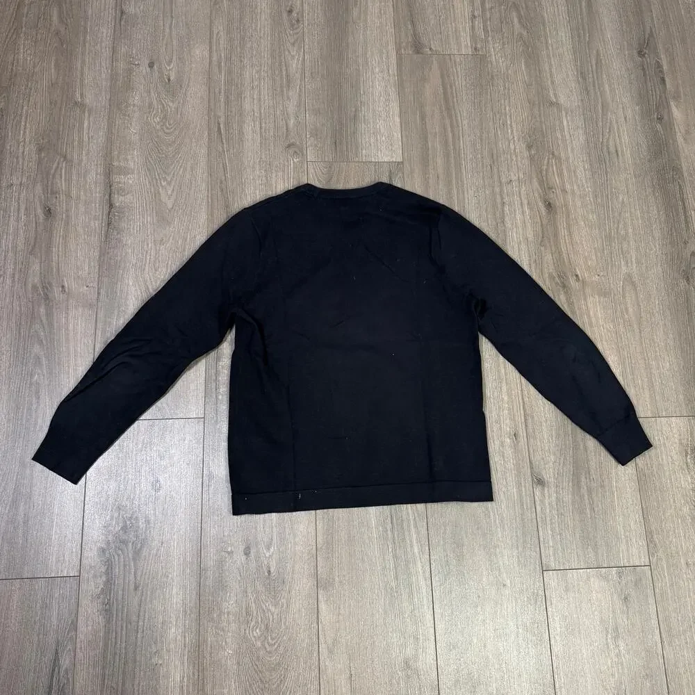 J.Crew Cotton Crewneck Sweater-Tee Mens S Black Classic Fit Lightweight Pullover